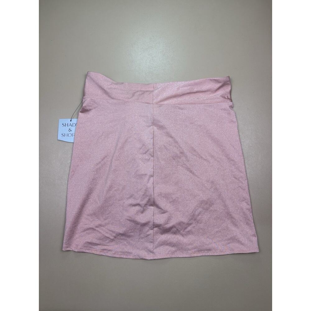 Shade Shore Swim Skirt Cover Up M Pink Metallic Knot Front Mini NWT - Picture 7 of 7